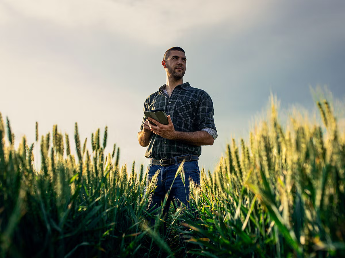 a man in grass