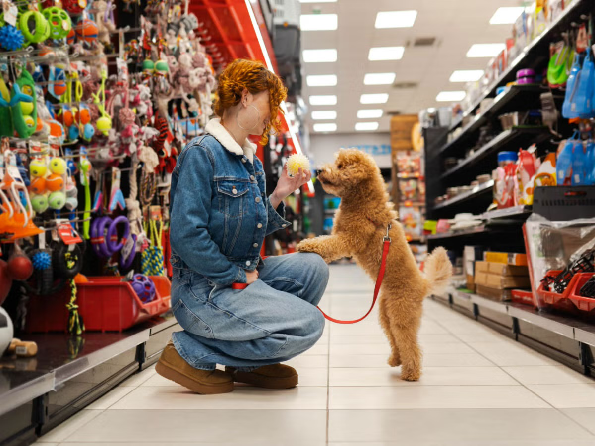 a women with her dog