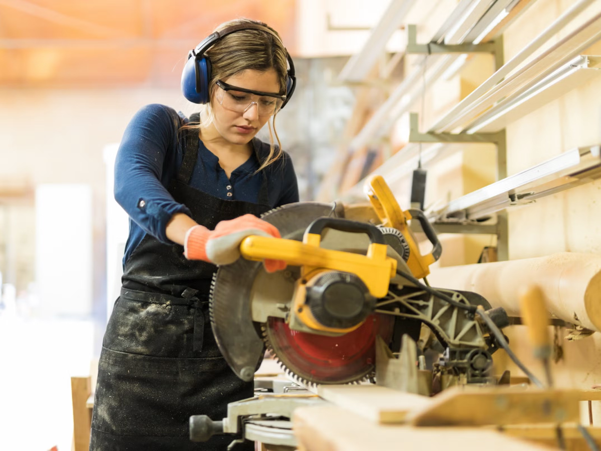 Woman using power tools
