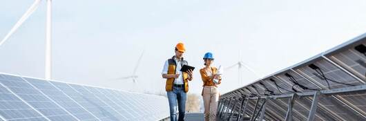 Workers in solar plant